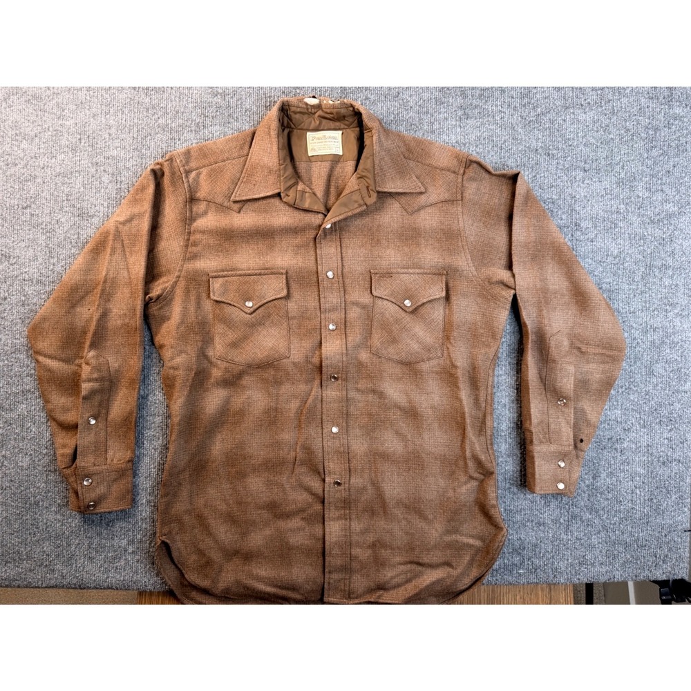 Vintage Pendleton Wool Western Pearl Snap Shirt Mens L Brown Tan Y2K Workwear